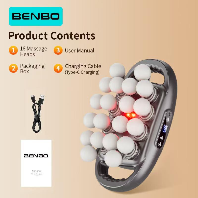 ReliefRoll™ Deep Tissue Massager 20 Rotating Massage Heads • 30 Intensity Levels • Full-Body Recovery & Relaxation