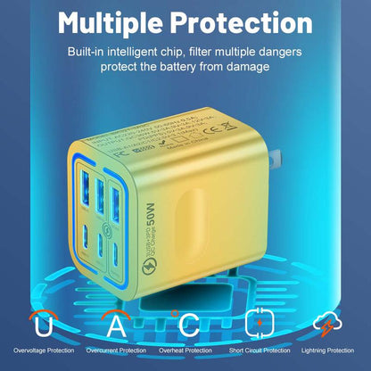 Portable Multi Port Charging Station 50W, 6-Port USB C & USB A