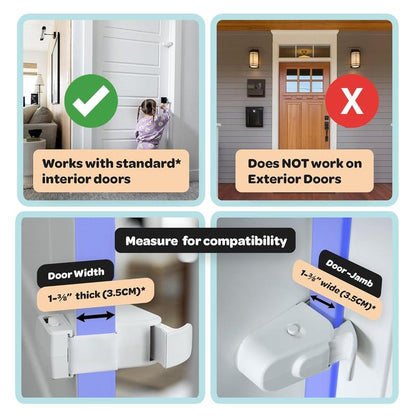 HugLock™ Door Guardian – No-Drill Child Safety Door Lock for Interior Doors, Adjustable Toddler Proof Door Latch, Tool-Free Installation