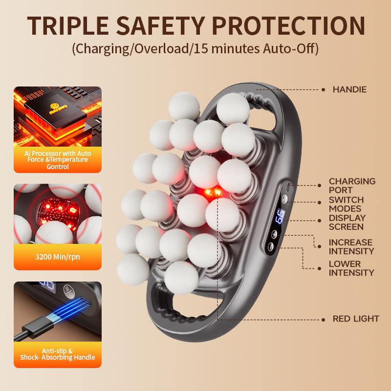 ReliefRoll™ Deep Tissue Massager 20 Rotating Massage Heads • 30 Intensity Levels • Full-Body Recovery & Relaxation