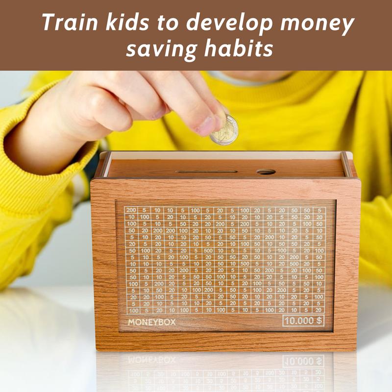 MONEYBOX Save up to $10,000. Eco-friendly box made of wood