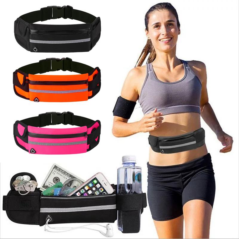 StridePack™ Running Belt - Portable Running Belt with Water Bottle Holder, Waterproof Phone Pocket & Reflective Safety Strip