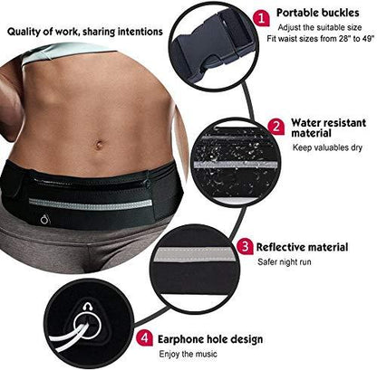 StridePack™ Running Belt - Portable Running Belt with Water Bottle Holder, Waterproof Phone Pocket & Reflective Safety Strip